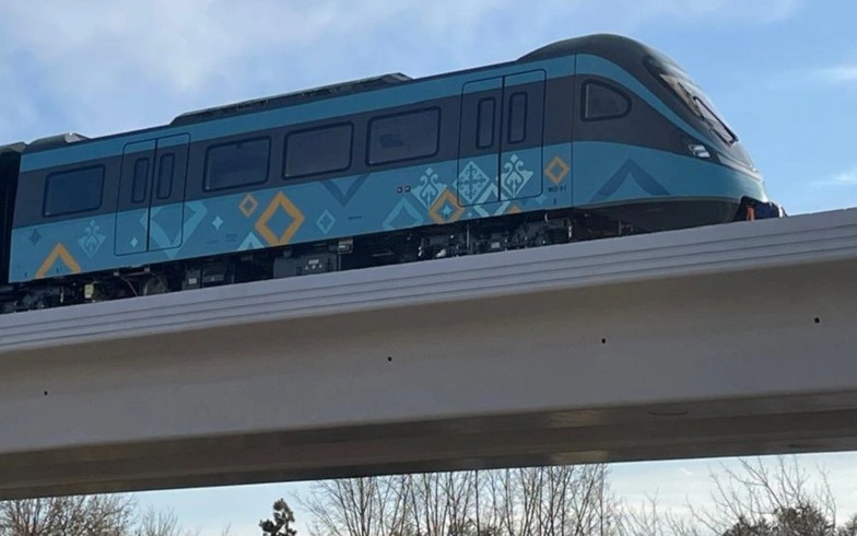 Third LRT train lifted onto track in Astana Third LRT train lifted onto track in Astana
