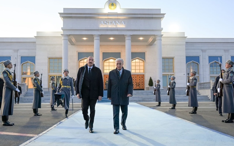 Kassym-Jomart Tokayev bids farewell to Ilham Aliyev at Astana airport Kassym-Jomart Tokayev bids farewell to Ilham Aliyev at Astana airport