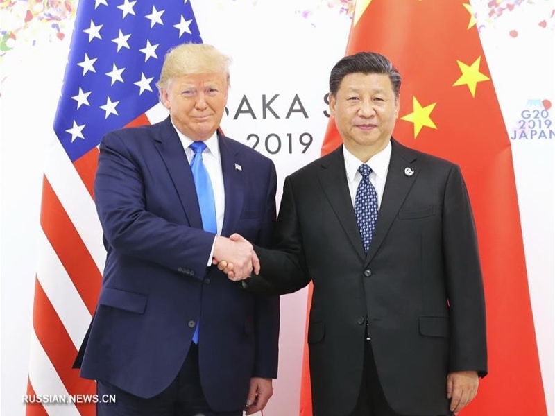 Председатель КНР Си Цзиньпин и президент США Дональд Трамп встретились в японском городе Осака
