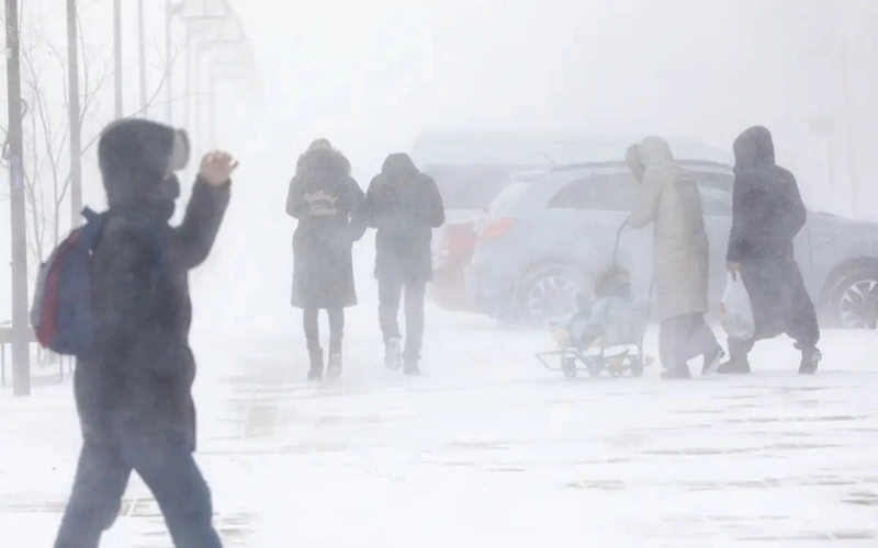 Black ice, snow, and strong winds sweep 13 regions in Kazakhstan