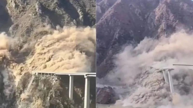 В Китае частично обрушился мост