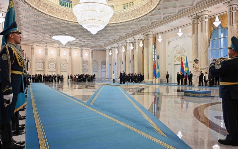 Armenia’s Prime Minister Nikol Pashinyan arrives at Akorda Palace