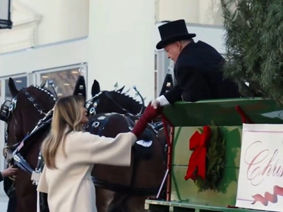 Melania Trump welcomes Christmas tree