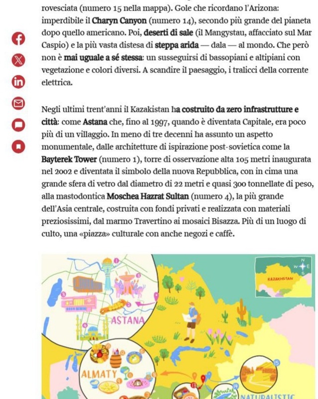 Италиялық танымал басылым мерейтойлық шығарылымын Қазақстанға арнады