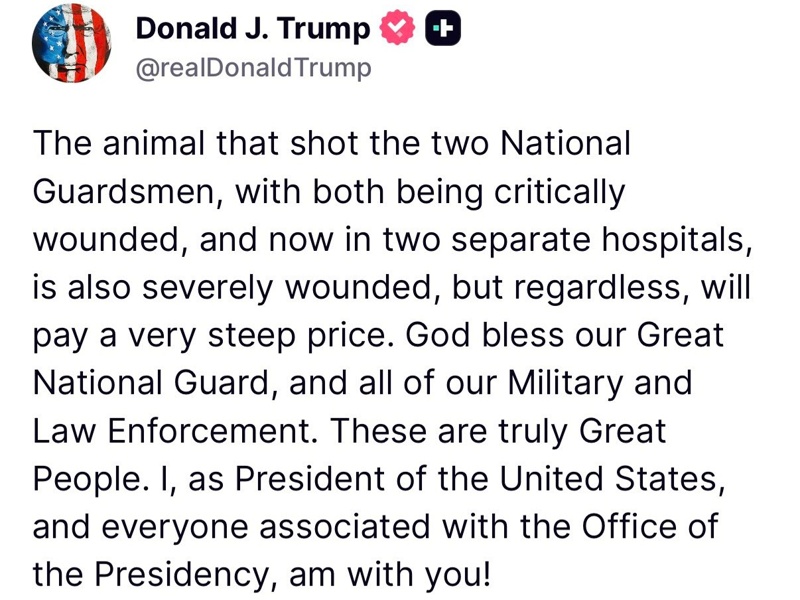 Shooting near the White House leaves two National Guard troops injured