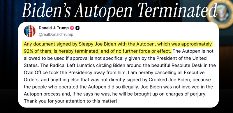 Trump says he will revoke orders he claims Biden signed by autopen Trump says he will revoke orders he claims Biden signed by autopen
