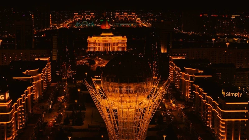 Kazakh capital illuminated in orange to support anti-violence campaign