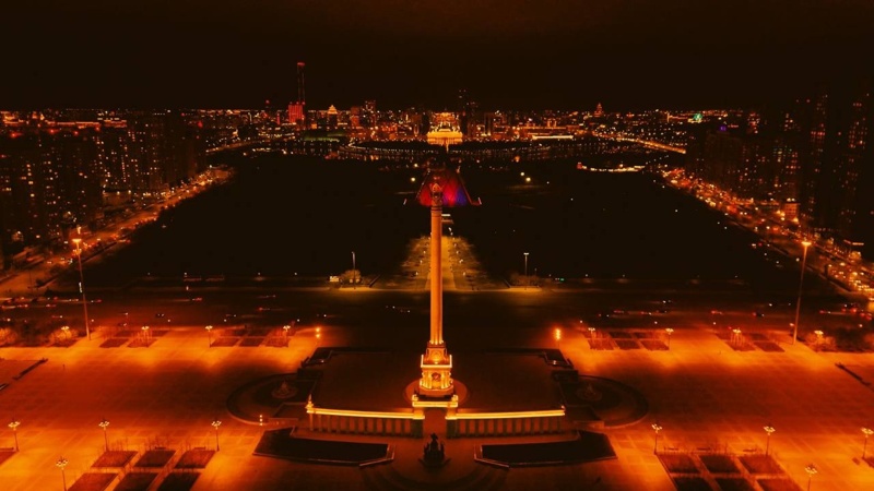Kazakh capital illuminated in orange to support anti-violence campaign