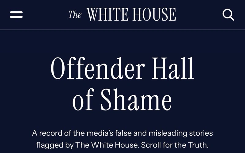 «Доска позора» для СМИ появилась на сайте Белого дома