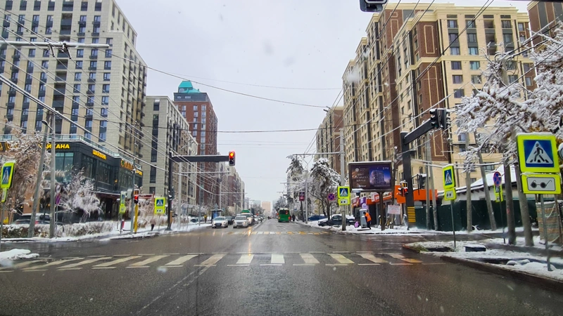 дорога, жол, ауа райы, погода, снег, қар, пешеходный переход