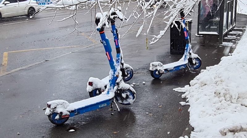 самокат, погода, снег, ауа райы, қар