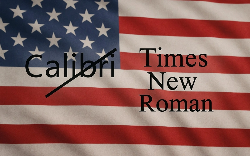 Times New Roman, USA, Calibri, shift
