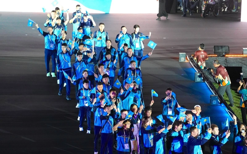 Team Kazakhstan marches at 5th Asian Youth Para Games opening ceremony 