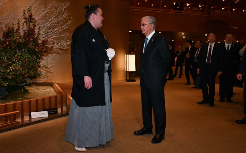 Kazakh President meets sumo wrestler Yersin Baltagul