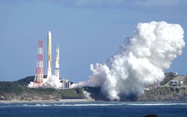 A Japanese H3 rocket carrying the Michibiki No. 5 satellite lifts off from the Tanegashima Space Center in Minamitane in Kagoshima Prefecture, southwestern Japan, on Dec. 22, 2025. 