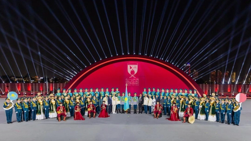 哈萨克斯坦代表团在卡塔尔国际军乐艺术节上精彩亮相