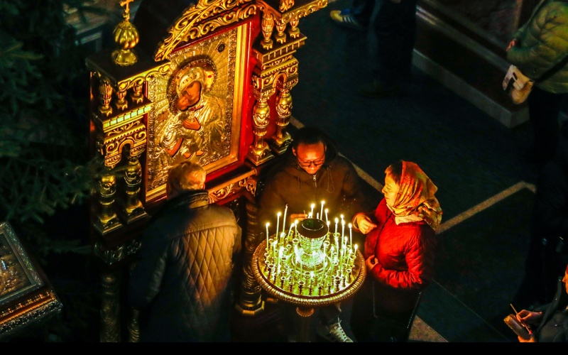 церковь, свечи, рождество