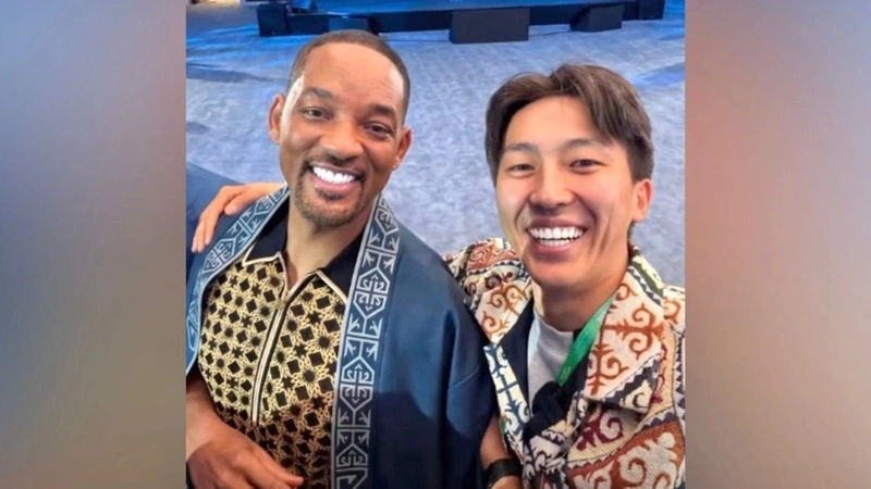 Will Smith wears traditional Kazakh chapan gifted by local travel blogger