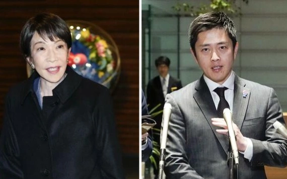 Japanese Prime Minister Sanae Takaichi and Hirofumi Yoshimura, leader of the Japan Innovation Party,