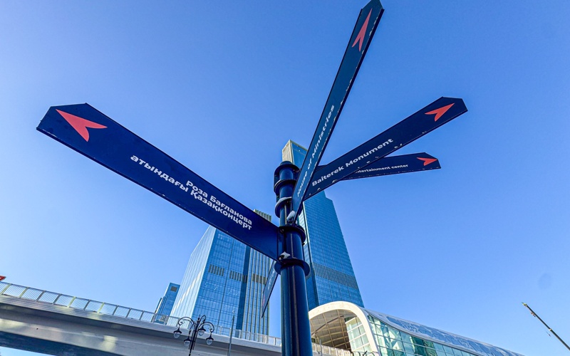 Навигационные указатели к станциям LRT установили в Астане