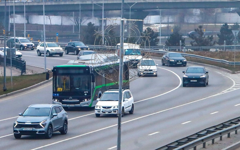 дорога, автобус, развязка, автомобили, жол, көлік