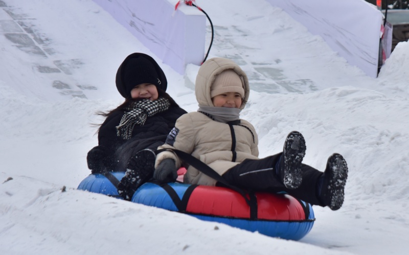 дети, балалар, зимние горки