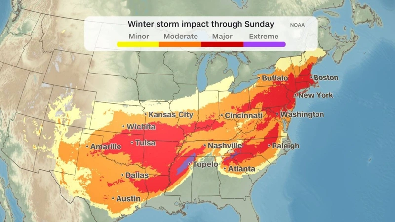 Massive winter storm threatens 160 million in southern, eastern U.S.
