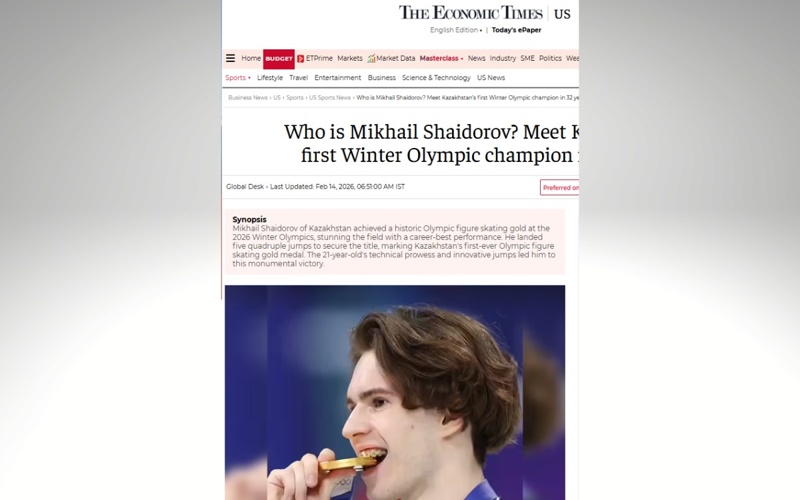 World tabloids, Economic Times, Kazakh figure skater Shaidorov, Olympics