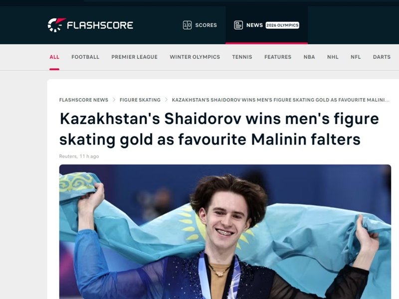 World tabloids, Flashcore, Kazakh figure skater Shaidorov, Olympics