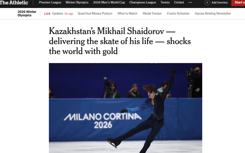 World tabloids, The New York Times, Kazakh figure skater Shaidorov, Olympics