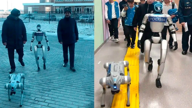 Ит-робот пен гуманоид полицей Ақтөбе оқушыларына алаяқтар туралы ескертті