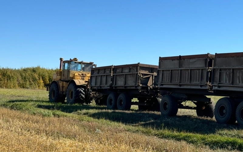 Трактор на посевной в Костанайской области