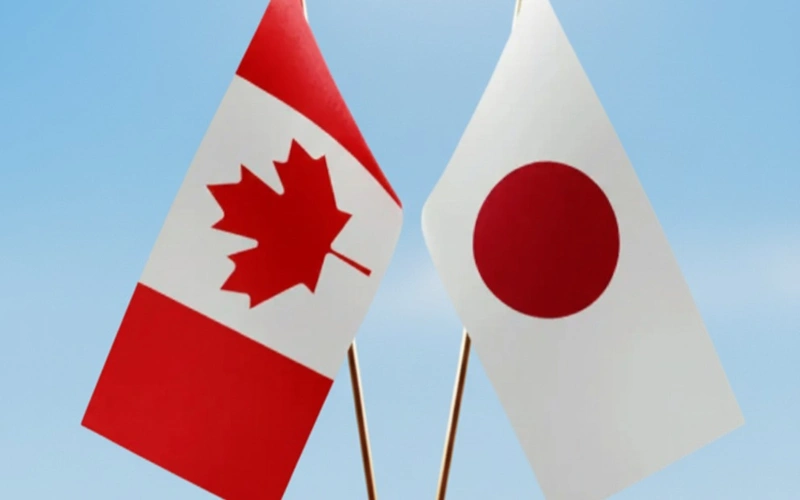 Flags of Canada and Japan