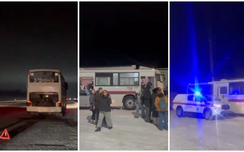 Astana-Petropavl tas jolynda avtobýs buzylyp, 49 jolaýshy evakýatsııalandy