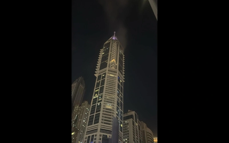 Dubai’s 23 Marina, tower, drone, UAE, Dubai, Middle East, armed conflict