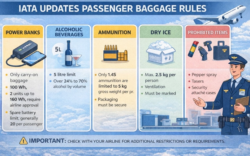 IATA, passenger, baggage rules, batteries, aviation, civil aviation, plane, aircraft, baggage, power banks, safety, security