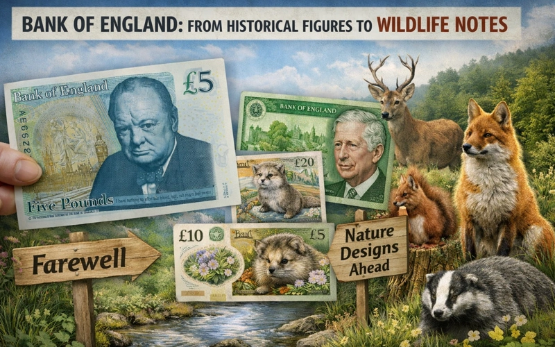 Bank of England, historical figures, wildlife, notes, UK, England, Great Britain, money, currency