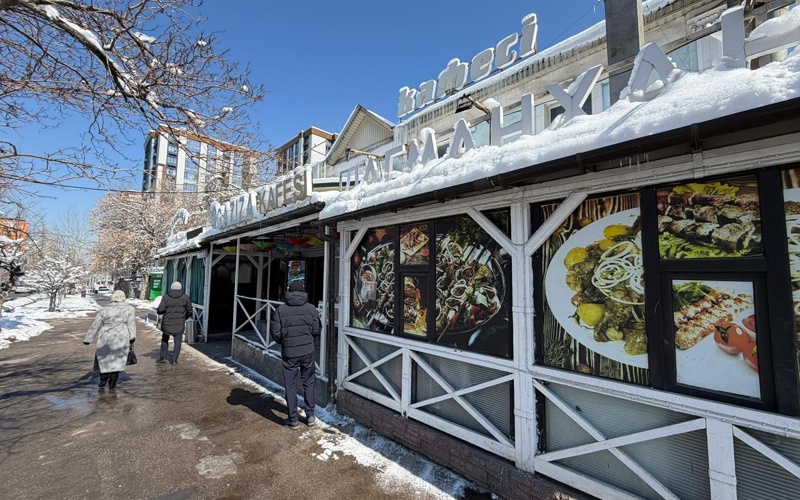 Алматыда заңсыз салынған дәмхана бұзылып жатыр