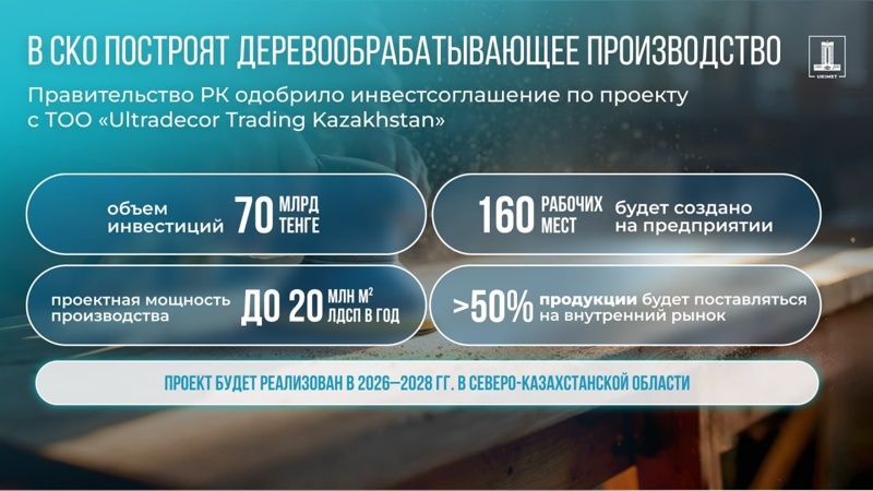 Деревообрабатывающий завод построят в&nbsp;Северо-Казахстанской области
