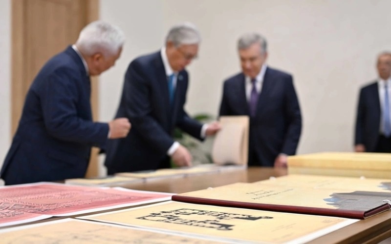 President of Uzbekistan Shavkat Mirziyoyev handed over a collection of valuable archival materials to President of Kazakhstan Kassym-Jomart Tokayev during their informal meeting in Bukhara, Qazinform News Agency cites Akorda.