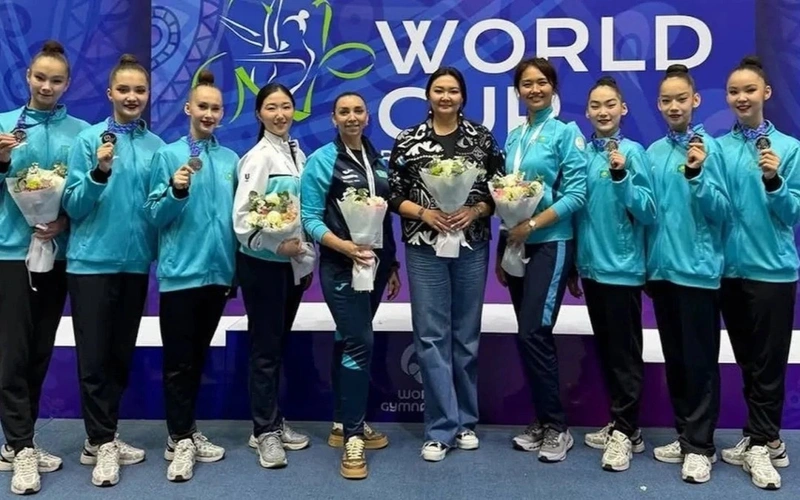 Kazakh rhythmic gymnastics team claims silver at World Cup stage