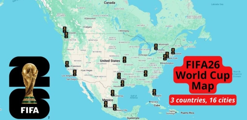 FIFA26 World Cup Map, football, sport, FIFA, UEFA