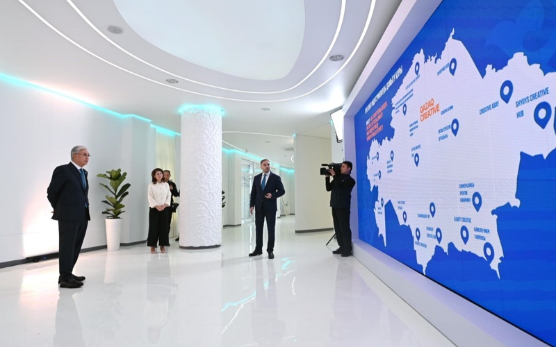Kassym-Jomart Tokayev tours Creative Industries Development Fund office