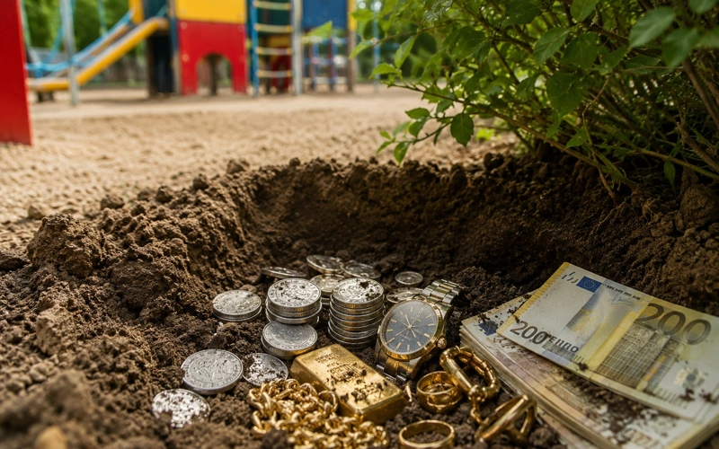 Hidden stash of gold, wealth, coins, gold, money,  jewelry,  treasure