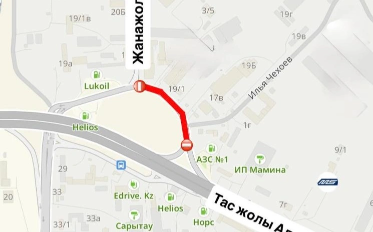 Астанада Жаңажол көшесінен Алаш тасжолына дейінгі аралық уақытша жабылады