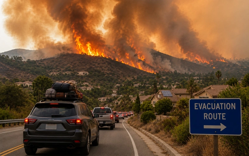 Wildfire spreads in California