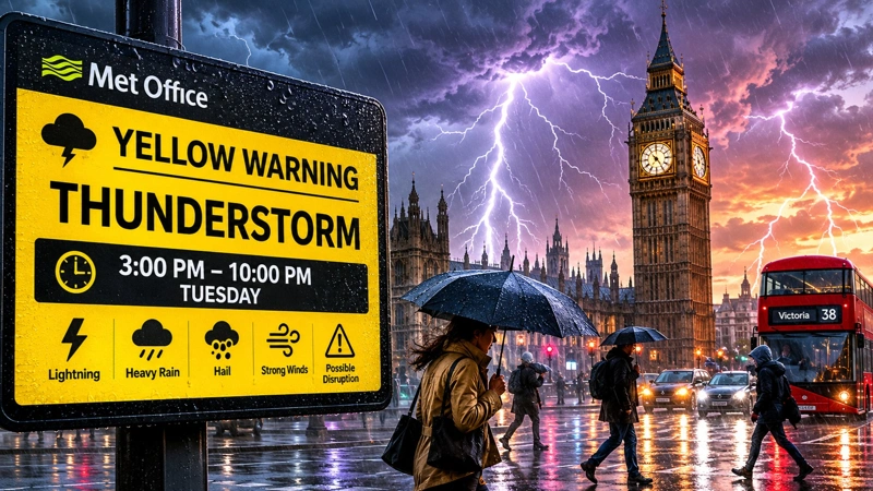 Met Office issues thunderstorm warning across parts of England amid record heat