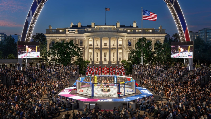 White House turns into historic fight night venue as UFC arena rises on South Lawn
