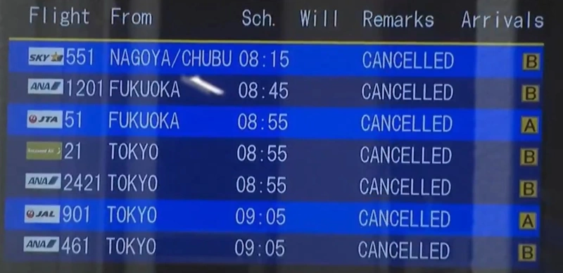 Over 300 flights canceled in Japan due to typhoon