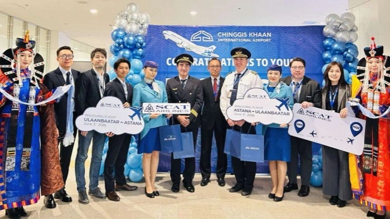 Inaugural flight from Astana lands in Ulaanbaatar